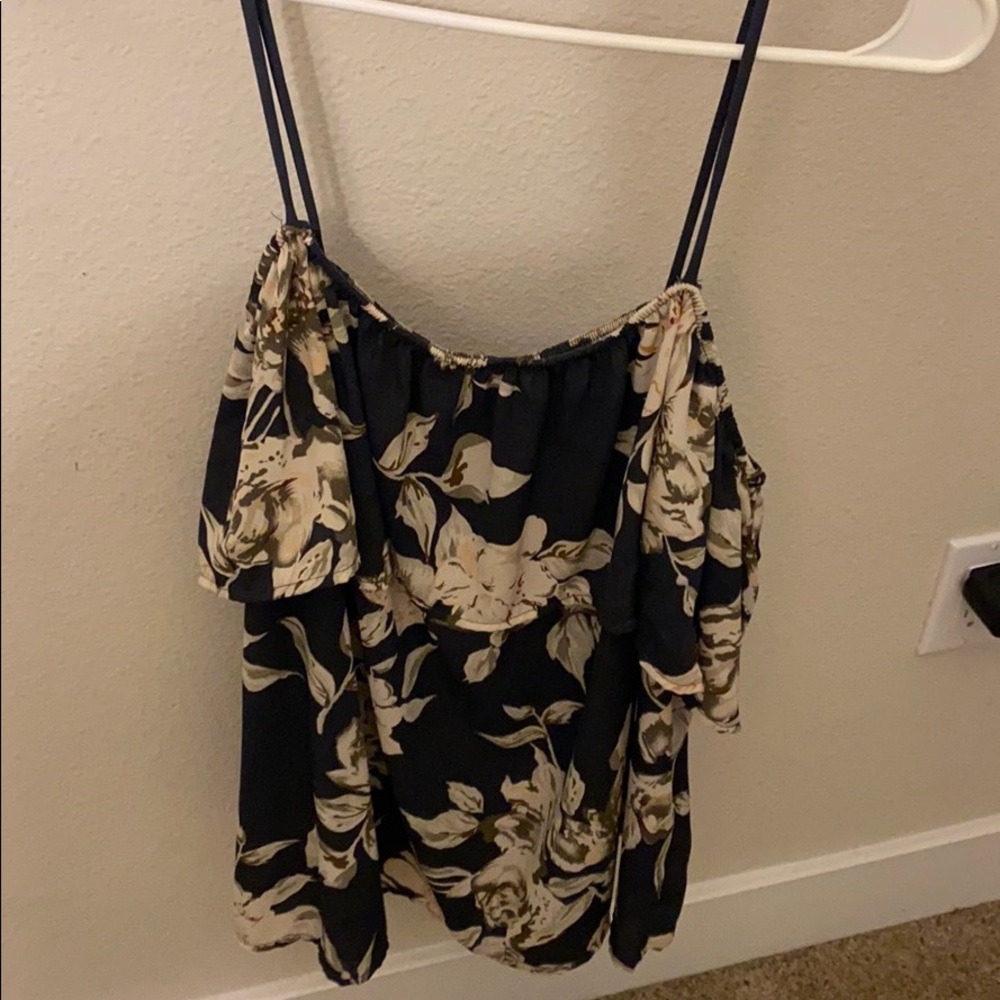 Cut tank top cold shoulder shirt